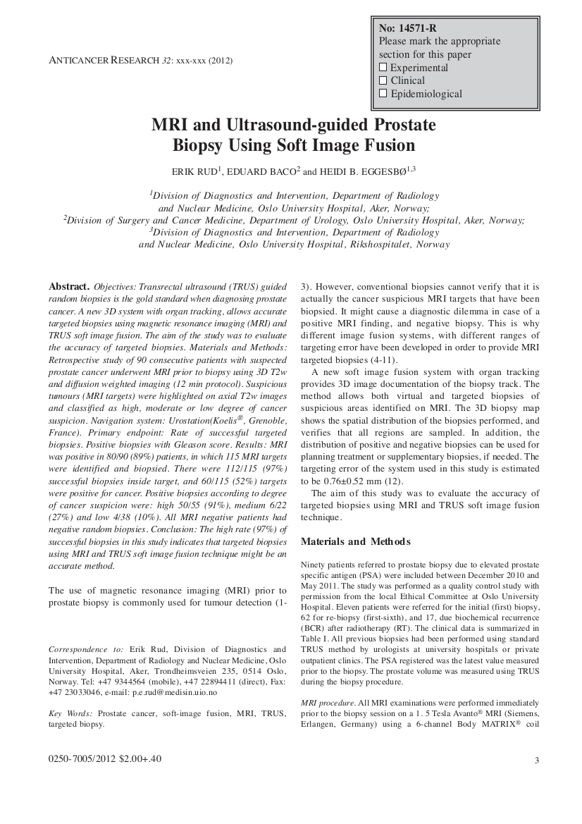 MRI and Ultrasound-guided Prostate