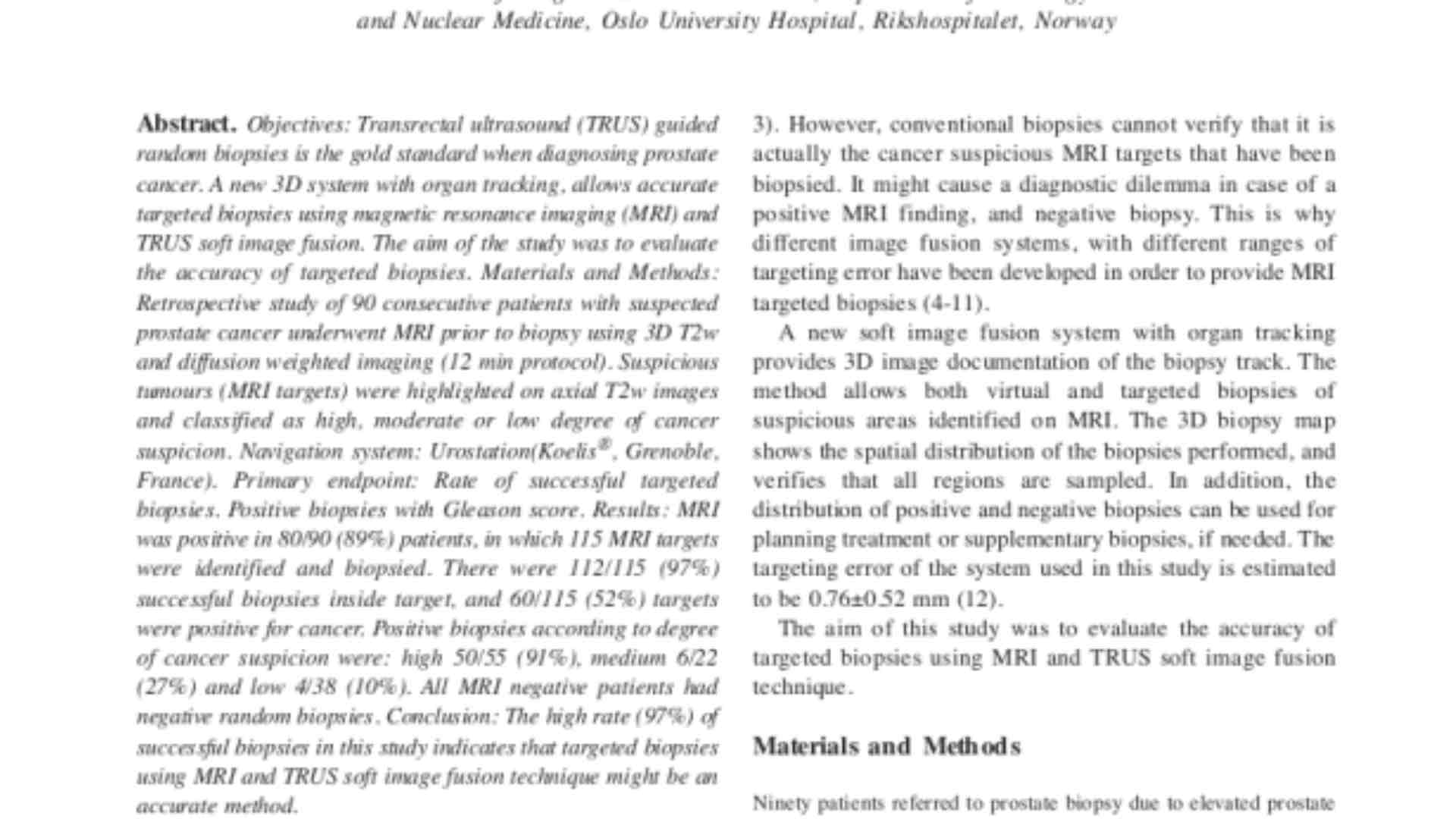 MRI and Ultrasound-guided Prostate